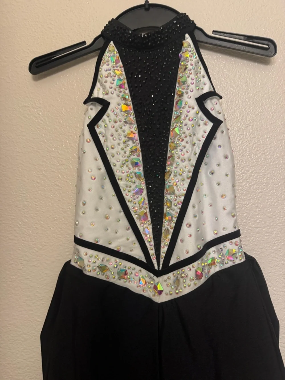 Glamour dance costume solo black white tux suit menswear leotard LC-large child